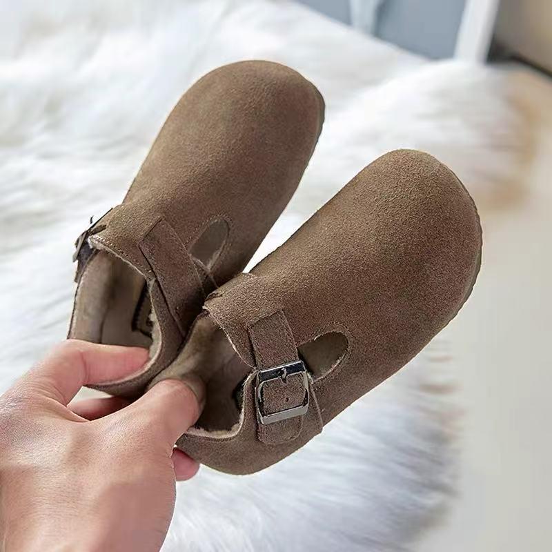 2025 Winter Kids' Birkenstock Soft Sole Moccasins: Trendy, Warm Cotton Shoes for Boys and Girls