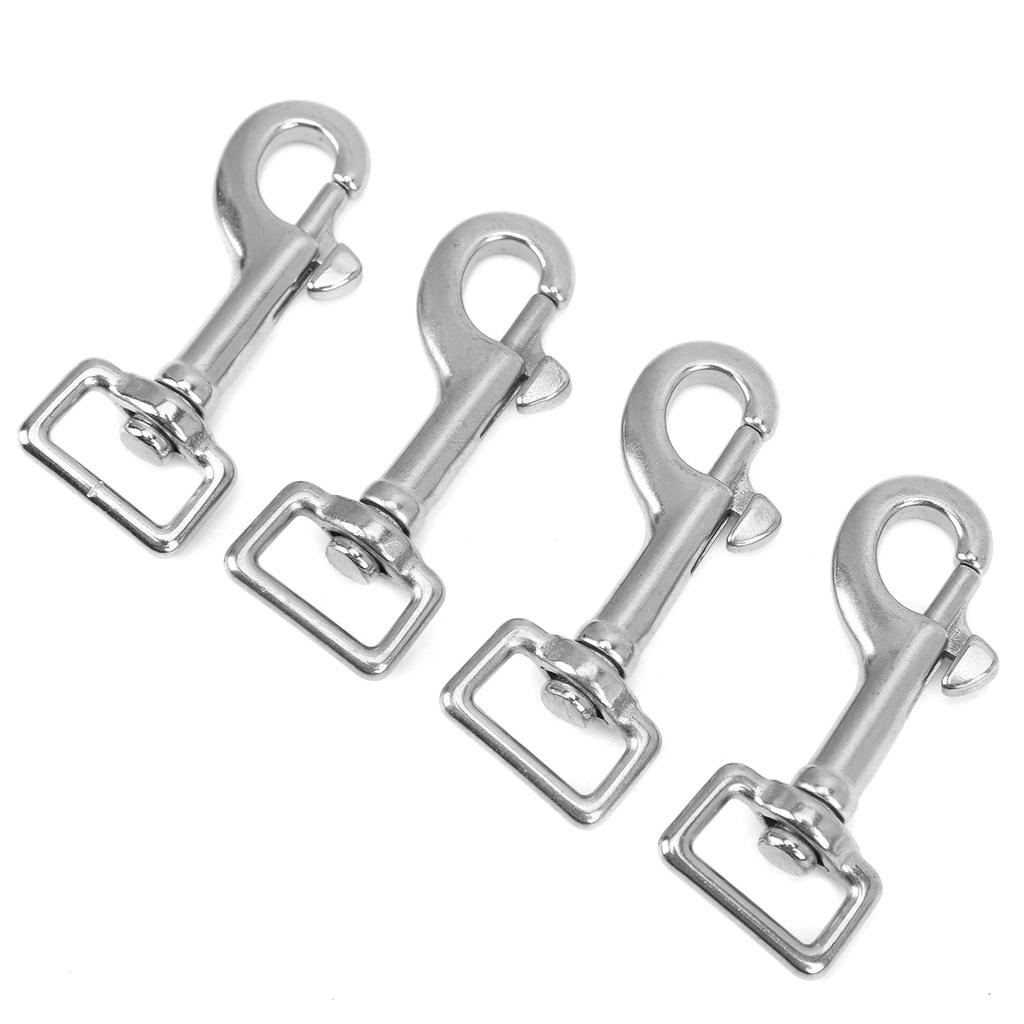 4 STÜCKE Karabinerhaken Quadratischer Ring Einzelkopf Haustierschnalle Edelstahl für Geldbörse Rucksack