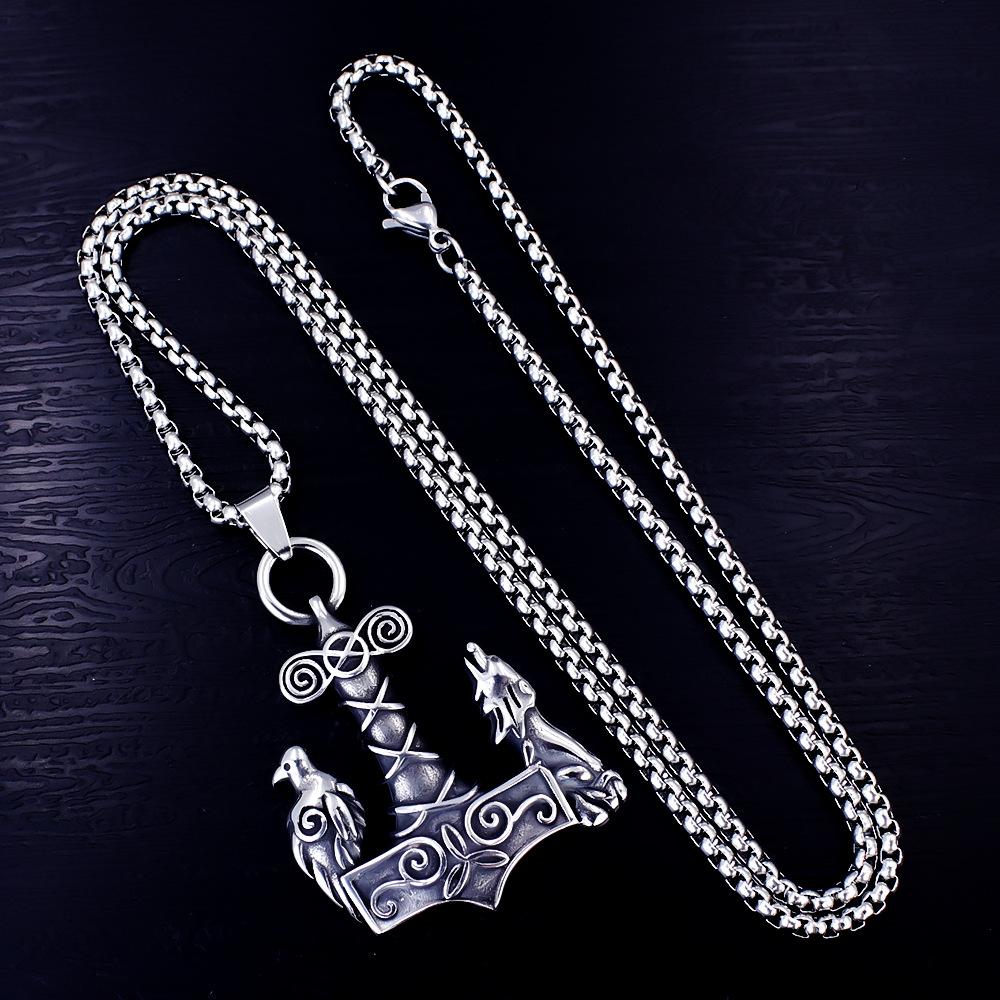 Necklace Nordic Viking Thor Wolf Odin Wolf Head Anchor Trend Pendant