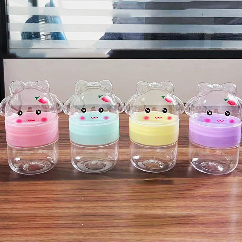 1Pcs Cartoon Rabbit Plastic Bottle Transparent Pet Food Grade Candy Bottle Random Color