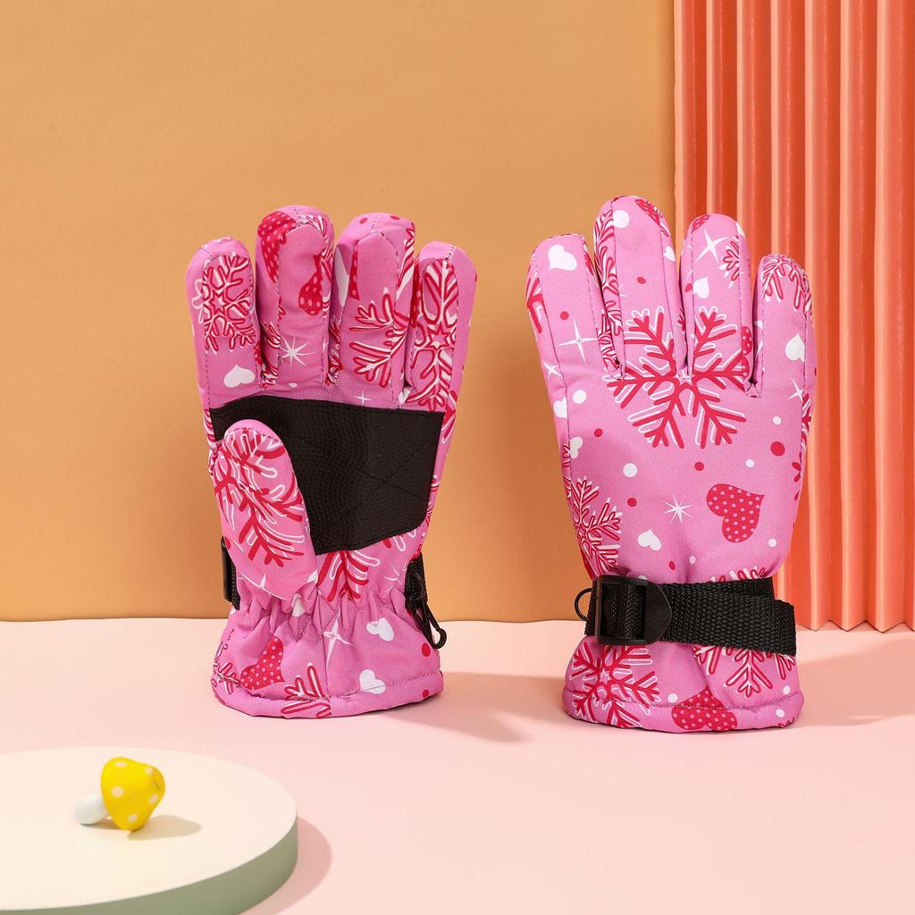 Children's Printed Electric Bike Gloves: Warm, Waterproof, Windproof Ski & Outdoor Cycling Gloves