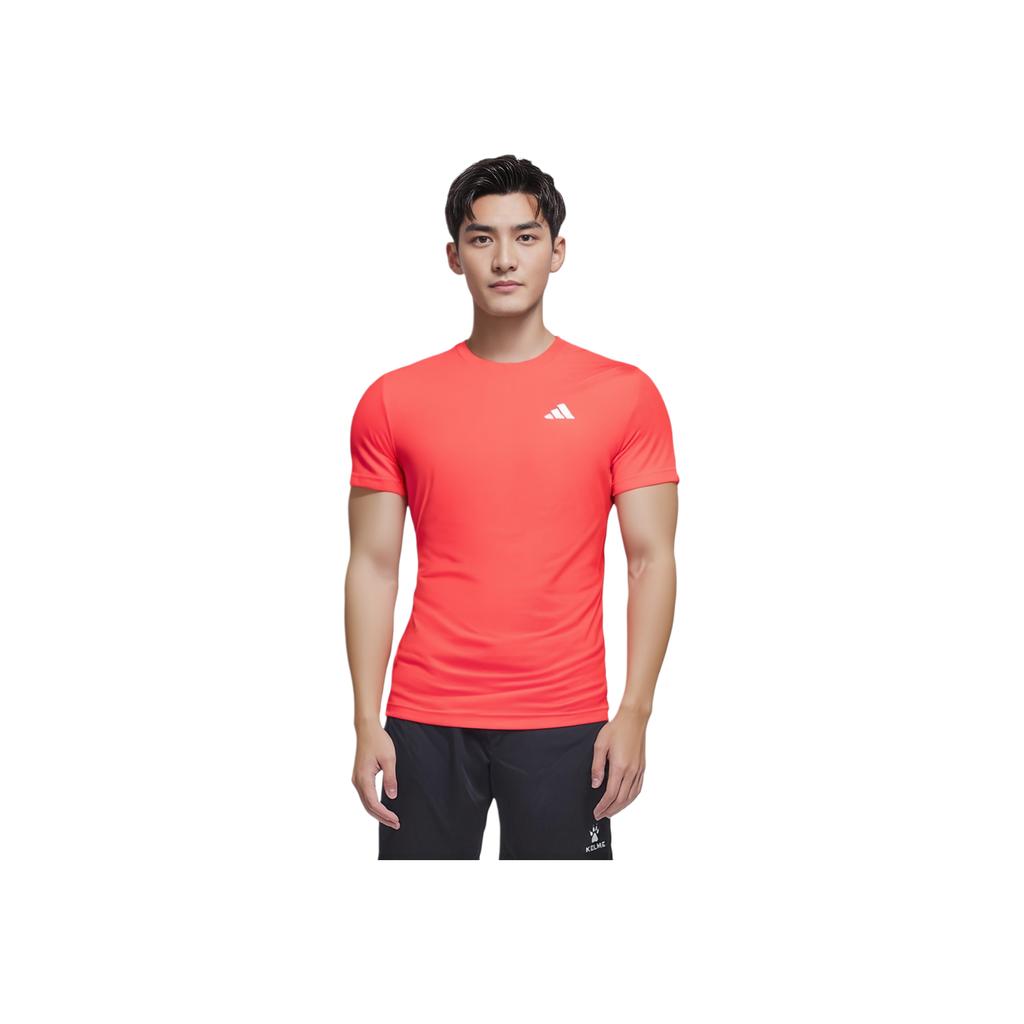 adidas T-shirt da Tennis Climacool FreeLift FLFT Serie Pro Comoda Semplice Girocollo Manica Corta Uomo Top Semitrasparente-Rosso JE3508