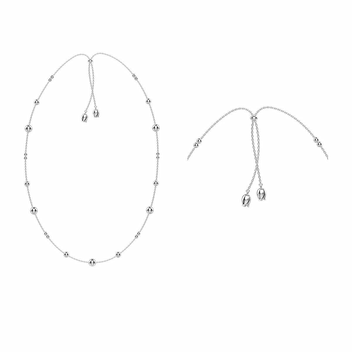 

Серия чокеров и длинных ожерелий с завязками «Сад мечты» из гипсофилы и тюльпанов