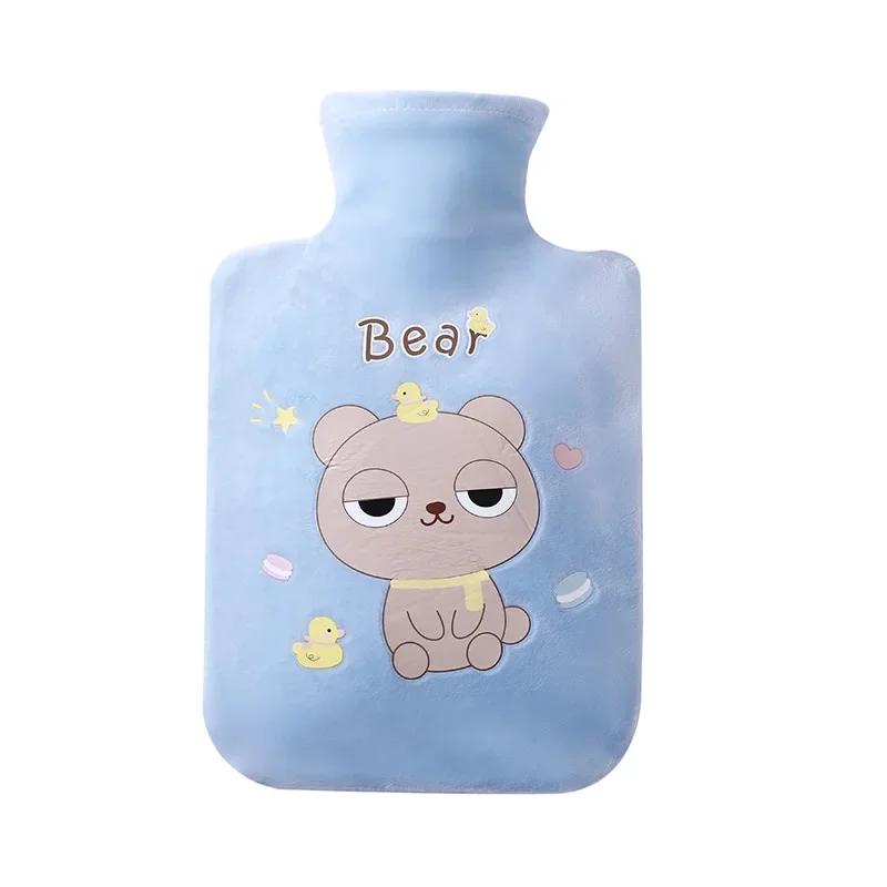 1000ml Large Hot Water Bag Removable Plush Hot Water Bottles Reusable Hand Warmer with Cloth Cover Explosion-Proof Girl Winter
