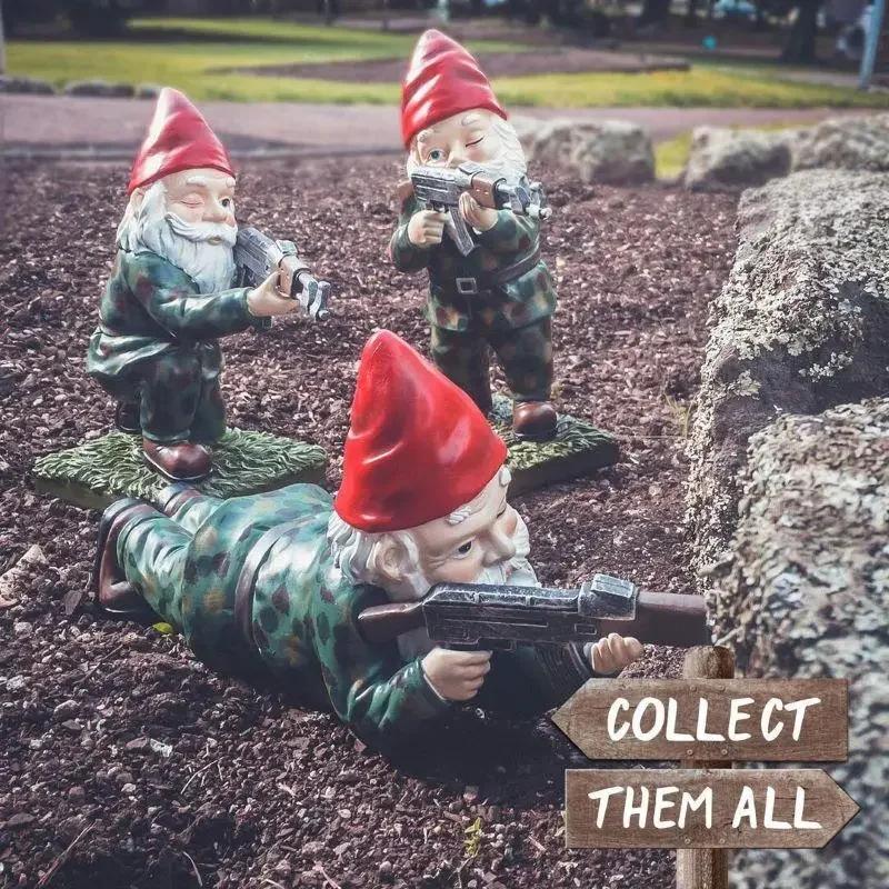 New Figure Sculpture Indoor Outdoor Home Yard Decor Decoration Jardin Funny Army Garden Gnome Statue Resin Desktop Lawn Ornament