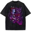 Pokmon Japanese Anime Summer New Washed Tshirt Gengar Pattern Unisex Harajuku Loose Shortsleeved YK Trend Shirt