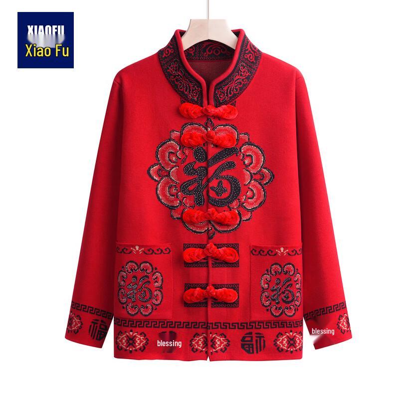 

Mid-Aged Women s Autumn/Winter Fleece Knitted Sweater 4XL