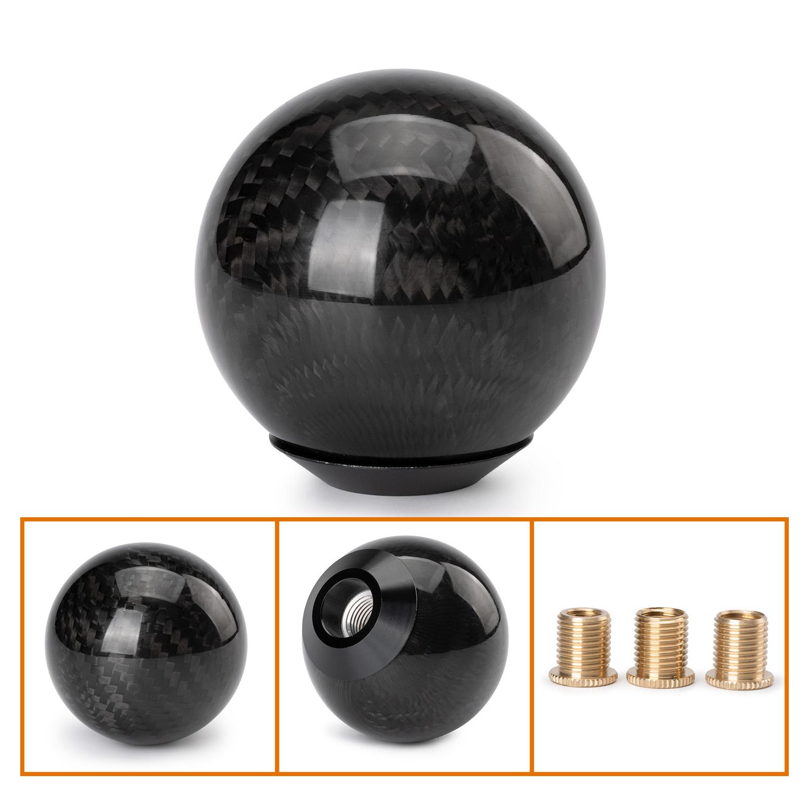 Universal Carbon Fiber Gear Shift Knob Transmission Shifter Lever Knob Round Ball Shape Handle Knob Racing Black Car Accessories 1PC