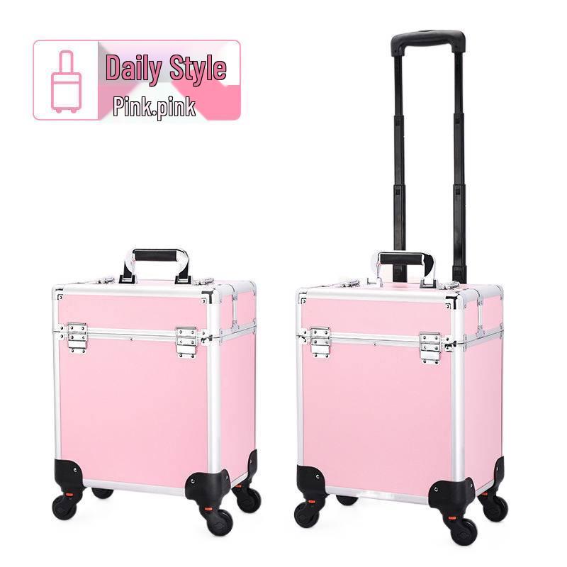 Portable Professional Makeup Case with Trolley, Lockable, Large Capacity for On-Site Beauty, Manicure, Microblading