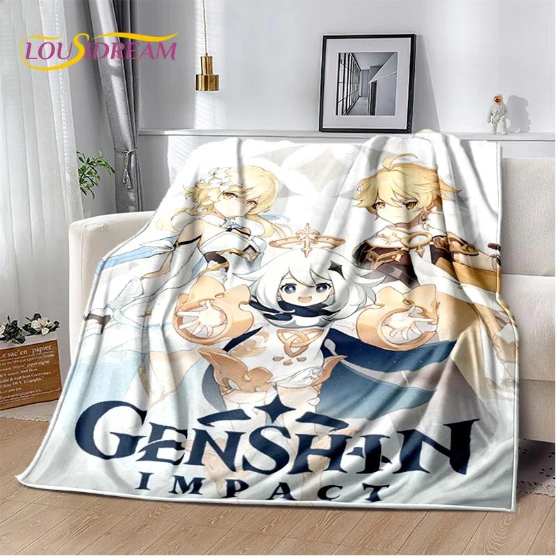 New Genshin Impact Character Solo Cartoon Game Soft Blanket,Soft Throw Blanket for Home Bedroom Bed Sofa Picnic Child Gift