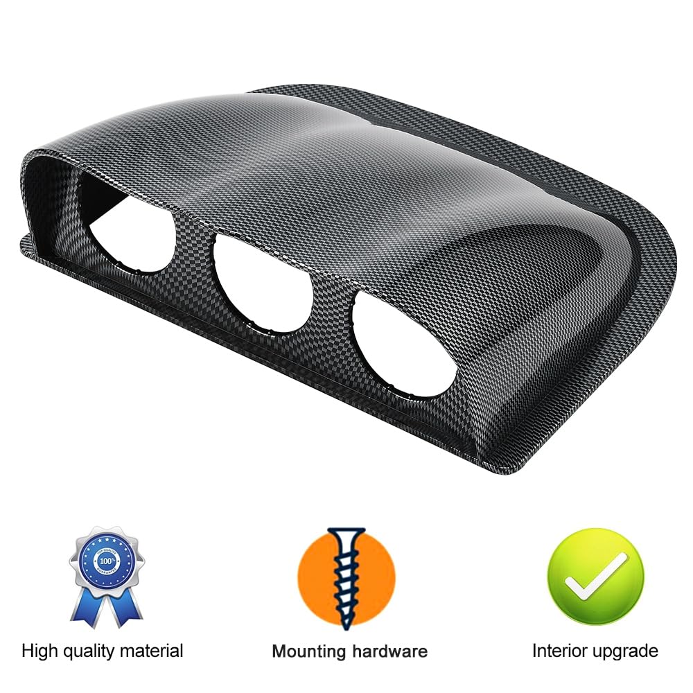 52mm/2in 3 Hole Dome Lip Dashboard Pod Mount Bracket ABS Plastic Universal Triple Dash Gauge Console Pod Fit for Muscle, Manual Cars, Sports Models