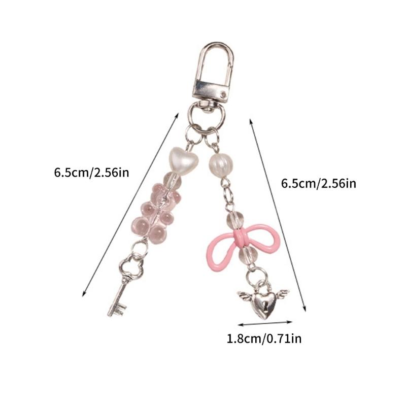 Niedlicher Herzschloss Bär Perlenanhänger Handyband Lanyard Tasche Schlüsselanhänger Rucksackanhänger Autoschlüssel Dekoration Kette