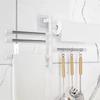 Bathroom Towel Storage Rack No Punching Kitchen Wall Mounted Tool Organizer Shelf Multi Layer Hanging Rod Bath Accessories