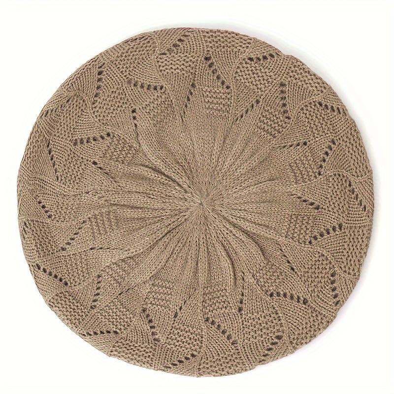 [Elegantní ručně pletená čepice] Celoroční šik pletený baret pro ženy - Lehký, prodyšný, 100% polyester, pouze ruční praní