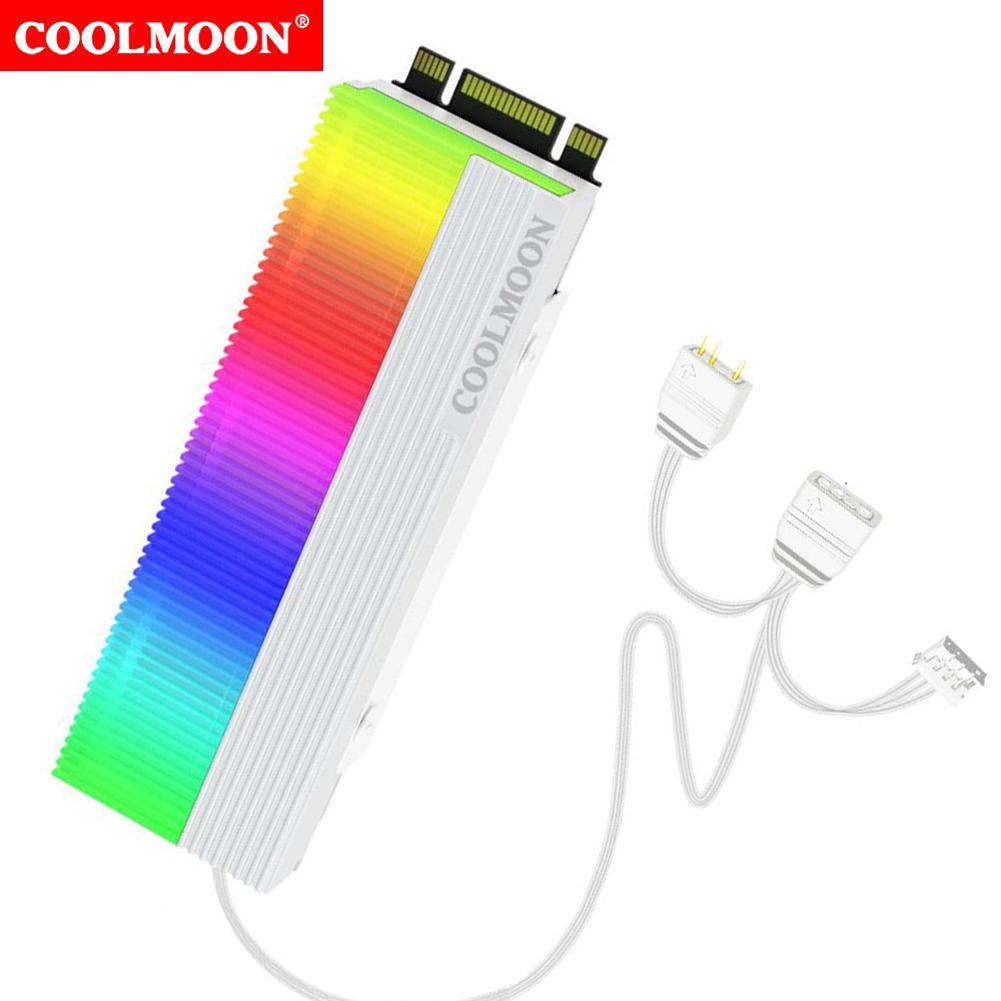 M.2 2280 SSD Heatsink Cooler M.2 SSD Cooling Sink with Thermal Pad 5V 3PIN ARGB M.2 SSD Heatsink Cooler Dual Interface