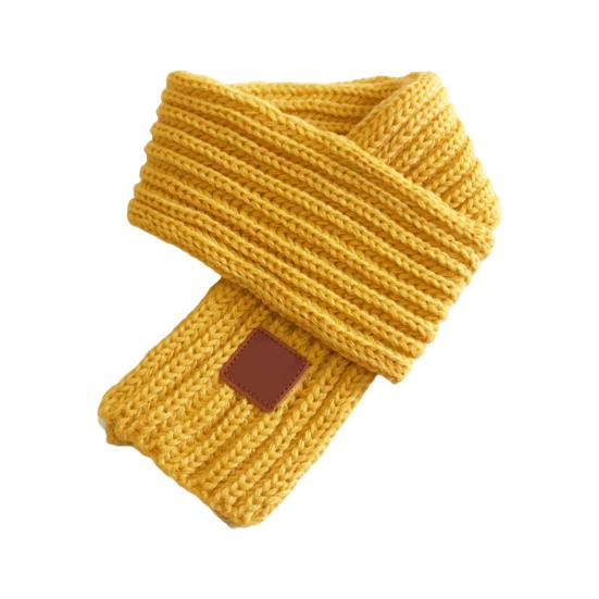 

Autumn Winter Kids Scarf Solid Color Stretch Thick Boys Girls Scarf Coldproof Women Knitted Scarf for Outdoor