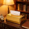Golden Brick Tissue Dispenser For Kitchen Bathroom Office Convenient Paper Storage Container Living Room Accent
