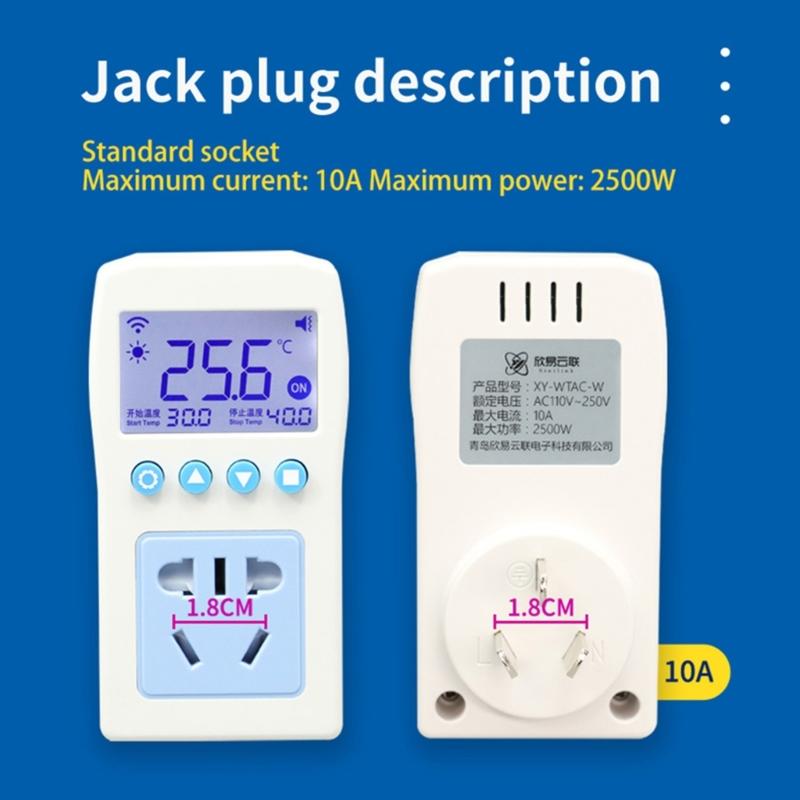 Programmable Thermostat Outlet Plug for Space Heaters 110~220V Heavy Duty