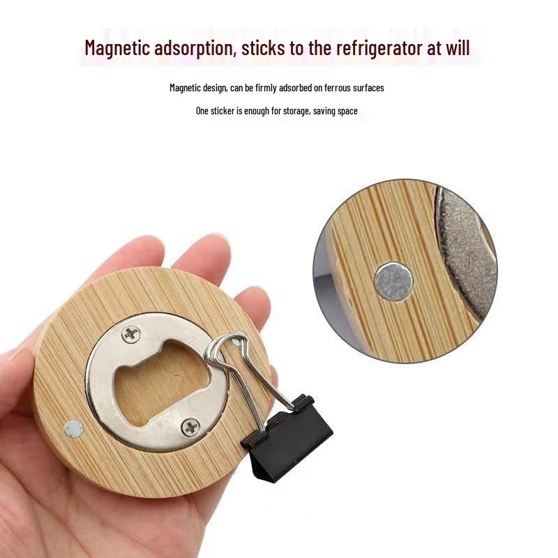 Magnetic Wooden Bottle Opener for Beer & Drinks - Portable & Strong