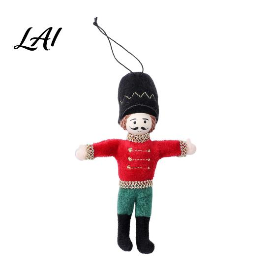 Christmas Tree Ornament Nutcracker Fabric Ornament Handmade Stuffed Soldier Decoration Pendant Xmas Hanging Decor Pendant Party Supplies Retro