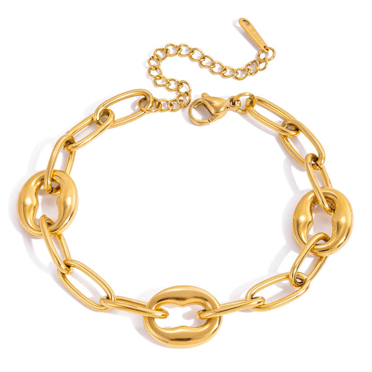 

Yori Trendy Stainless Steel Basic Chain Bracelet Bangle Waterproof Polished Metal Gifts for Girlfriend Jewelry 2025 NEW золотистый