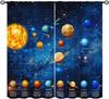 Solar System Window Curtains, Outer Space Space Astronaut Galaxy Window Treatments for Kids Boys Girls Bedroom Living Room