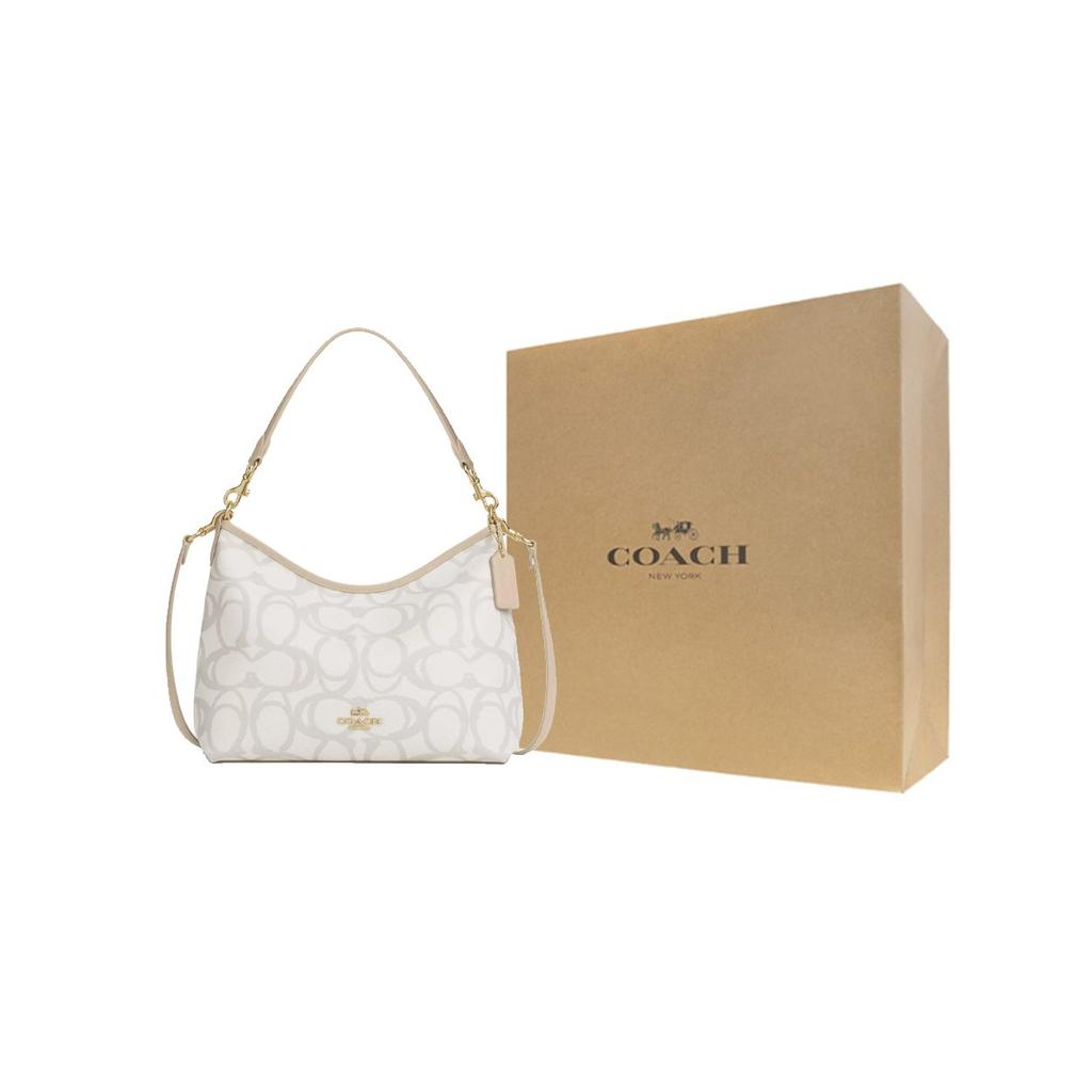 COACH LaurelSignature Coated Canvas Handbag, Shoulder Bag Large Women's Ecru CBH87-IMIVO