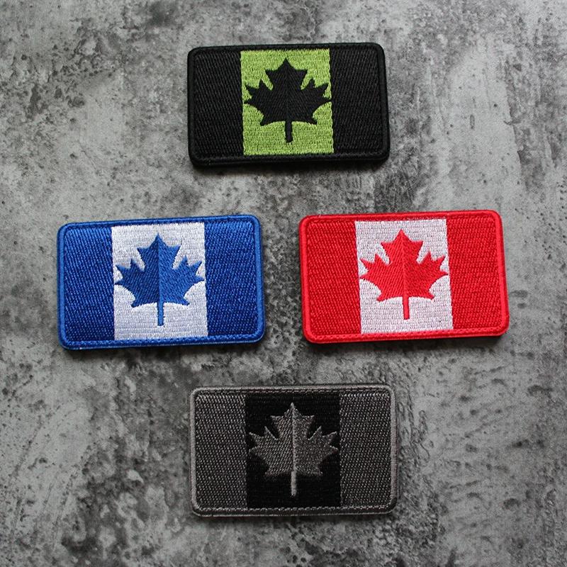 Canada flag three-dimensional full embroidery Velcro morale patch maple leaf Canada armband DIY seam morale stamp