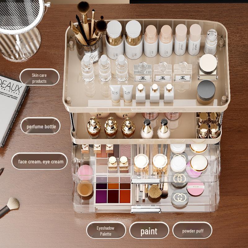 High-End Skincare and Makeup Organizer: Large Capacity Cosmetic Storage Box and Dressing Table Rack