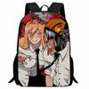 Printed Two-Dimensional Chainsaw Man Schoolbag, Primary School Student Cartoon Chaaw Man Backpack