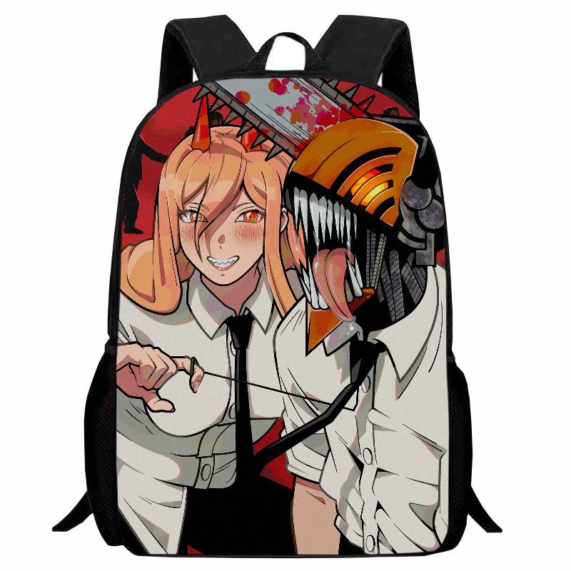Printed Two-Dimensional Chainsaw Man Schoolbag, Primary School Student Cartoon Chaaw Man Backpack