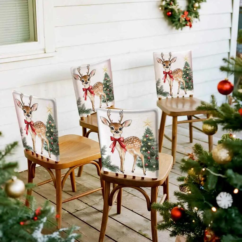 2/4/6pcs/set 45x55cm Christmas Deer Chair Cover Table Decoration Dining Seat Chair Covers Dining Room Bar Party Banquate