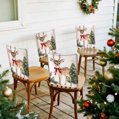 2/4/6pcs/set 45x55cm Christmas Deer Chair Cover Table Decoration Dining Seat Chair Covers Dining Room Bar Party Banquate