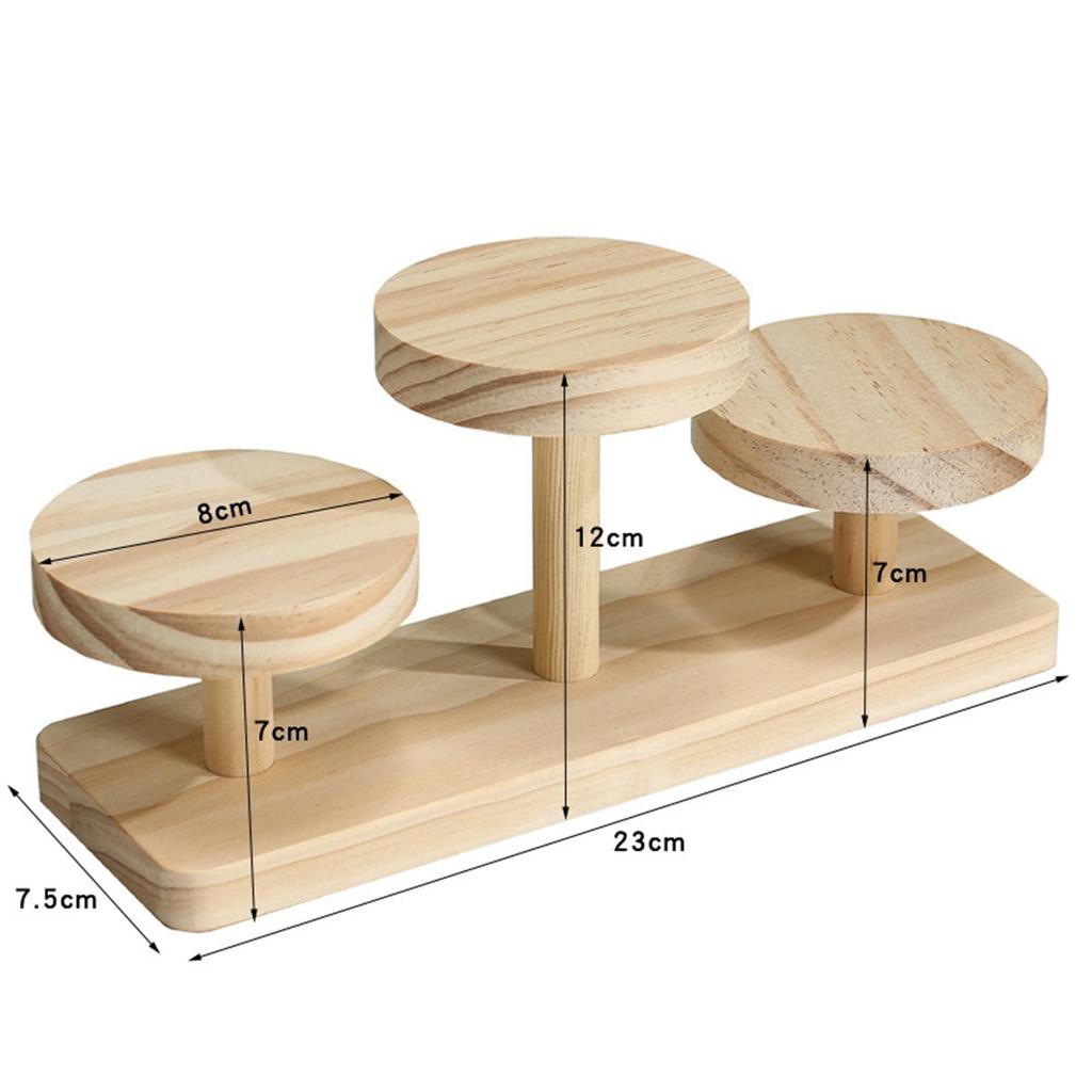 Round Wooden Display Risers Decorative Display Stand Rack Desktop Solid Wood for Watch Cupcakes Glasses Figurines Home Decor
