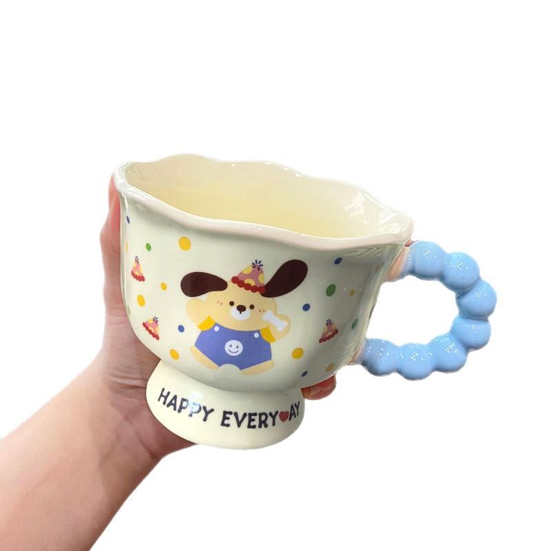Cartoon High Appearance Level Dog and Rabbit Mugs Ceramic Cups  Couple Water Cups As Birthday Gifts for Girls