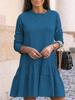 Winter Langarm Home Lose Rundhals Rüschen Kleid Damen Pullover