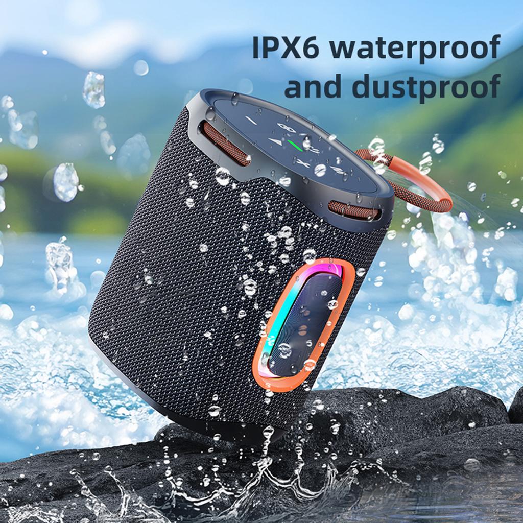 25W Bærbar BT-høyttaler med RGB-lys, Utendørs vanntett lydboks, 76mm kraftig bass, AUX U-disk TF-kort musikk