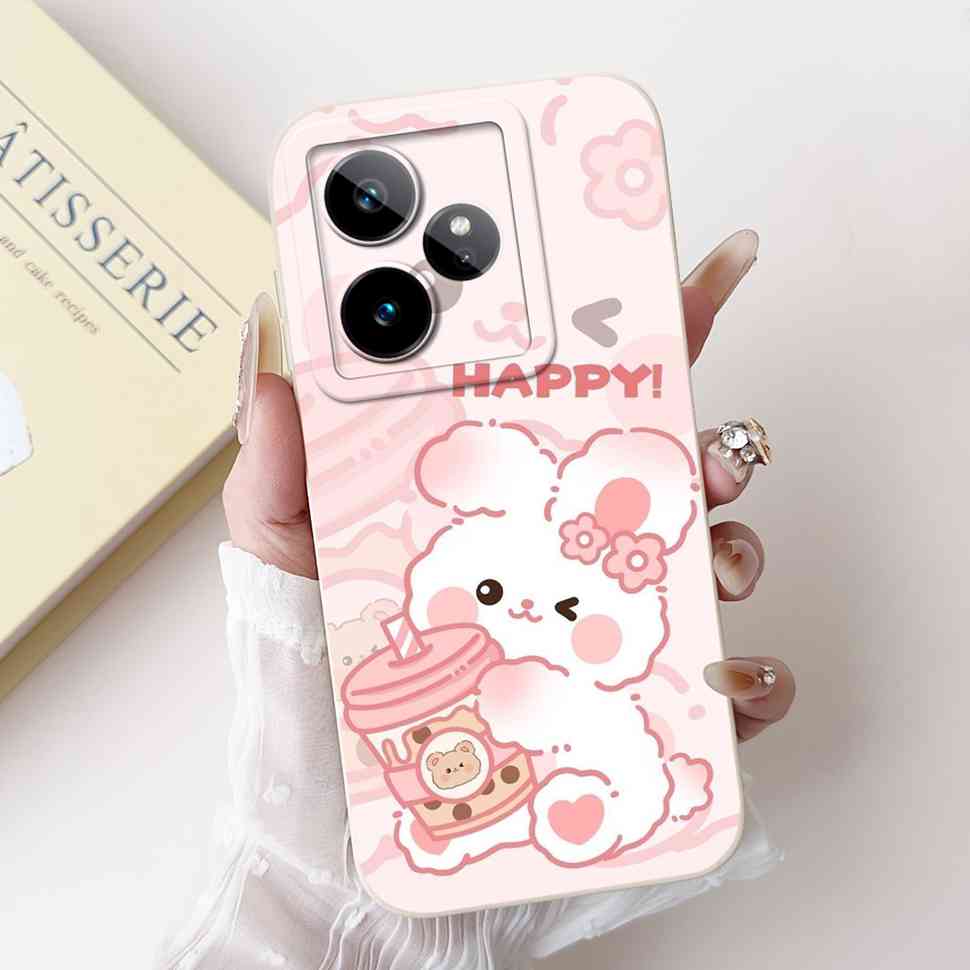 For Realme GT 7 5G 6.78" Case RMX5061 Cartoon Panda New Flower Collection Soft Silicon Cover For Oppo Realme GT7 5G Phone Shell