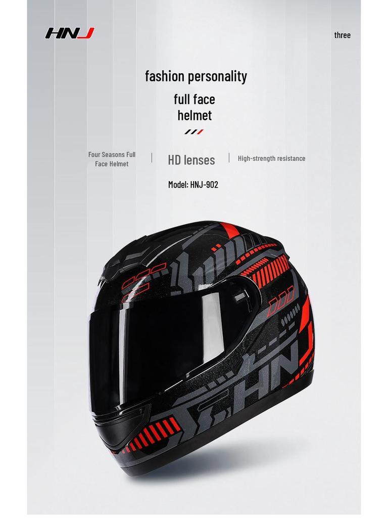 HNJ Unisex Full-Face Summer Motorcycle Helmet with Gray Riding Horns - Stylish and Safe for Racing