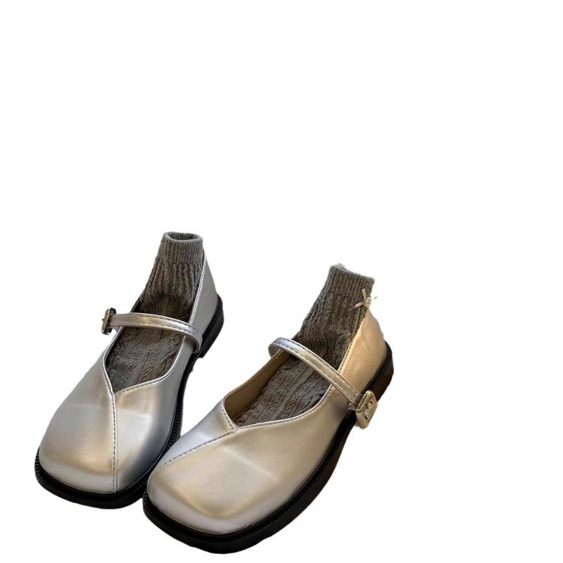 Square head thick heel small leather shoes women's summer new versatile retro skirt single shoes women