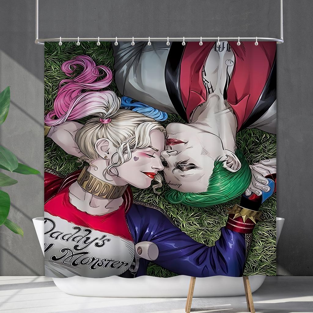 Badezimmervorhang Wasserdichter Duschvorhang Digitaldruck Animation Freies Stanzen Toilettentrennvorhang Duschstoff