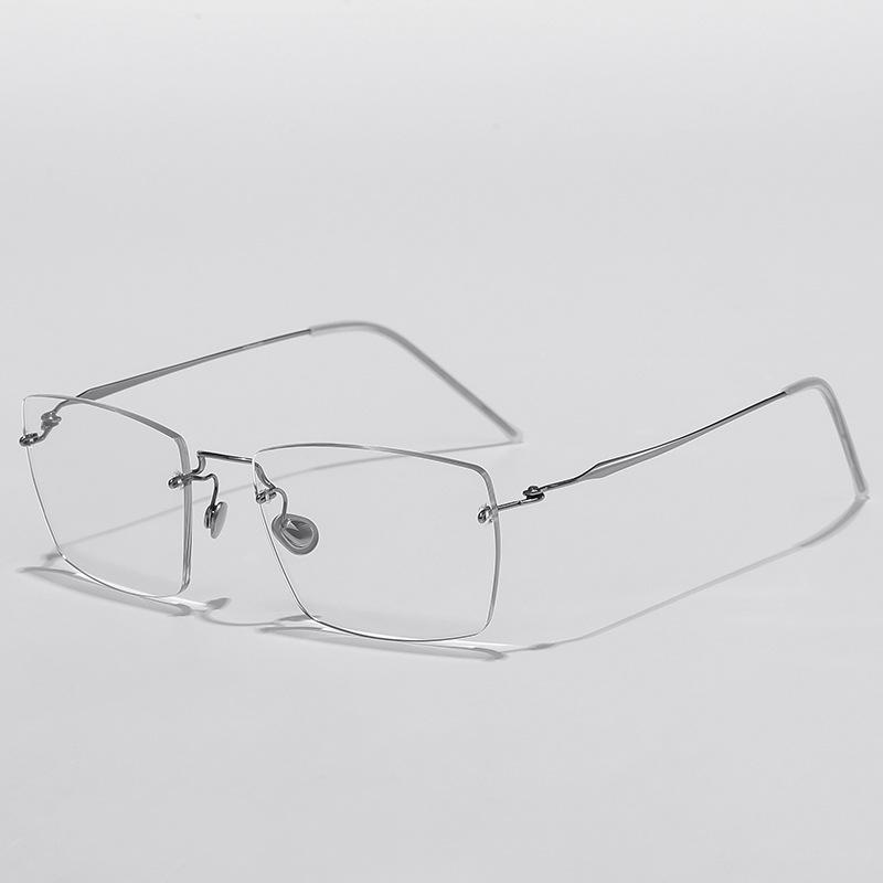 Rimless Titanium Alloy Unisex Glasses: Retro Light Luxury Frame for a High-End Feel