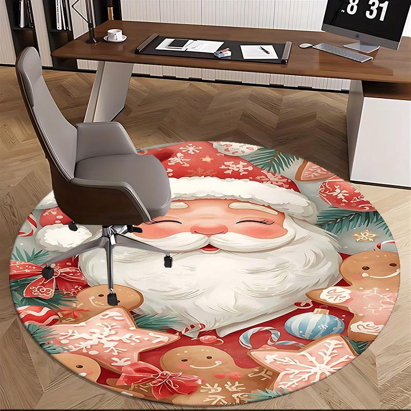 1pc Christmas Santa Claus Chair Mat - Anime Cartoon Design, Non-Slip Carpet for Office Chair, Festive Gift, Seasonal Decor, Living Room, Bedroom, Game