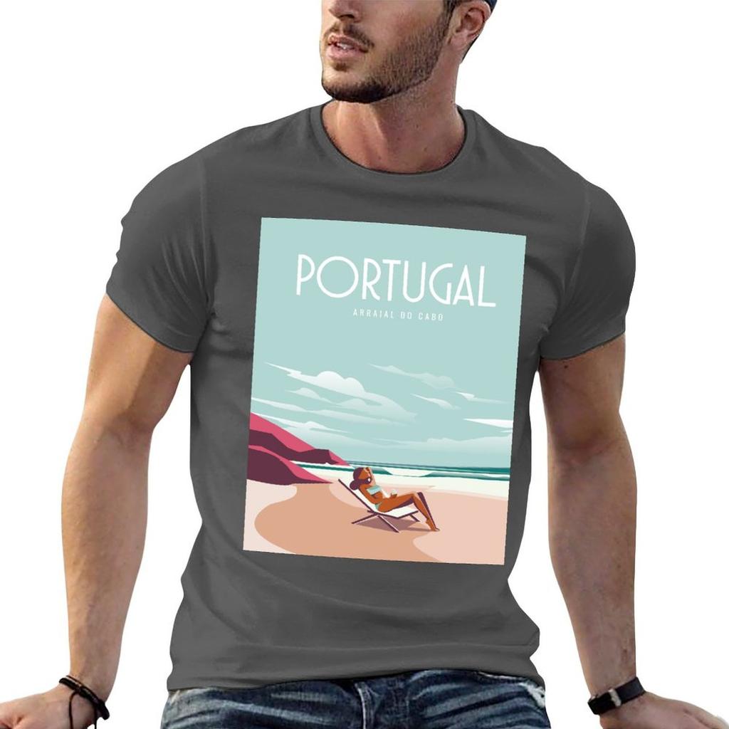 Portugal Beach Travel Poster Tshirt Casual Daily Graphic Tee