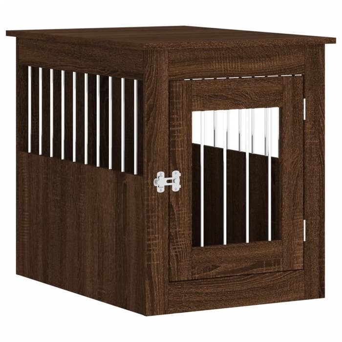 VidaXL Dog Cage Furniture, Dog Kennel with Lockable Door, Dog House, Side Table, Oak 838322