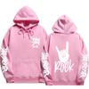 Stray Kids ROCK‑STAR Rock Hand Sign Pullover Hoodie Devil Horns Hand Rock Lettering Graphic Drawstring Hood Oversized Unisex KPop Streetwear Fan Merch
