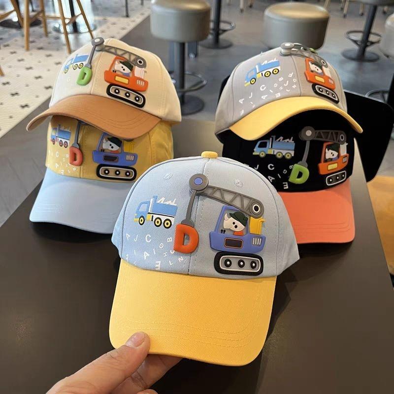 Cartoon Car Print Baby Baseball Hat Fashion Patchwork Sunshade Duck Tongue Cap Boy Girl Kids Casual Outdoor Peaked Hat