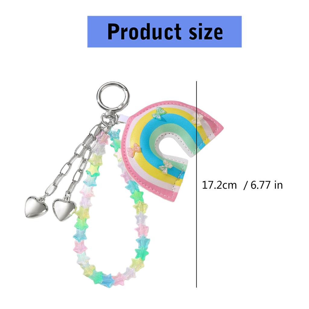 Lovely Heart Keychain Braided Rope Keyring Bag Charm Bag Pendant Star Car Keychain Rainbow Handbag Charm Decorations
