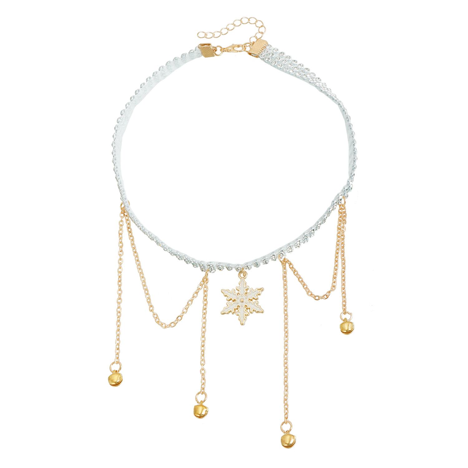 

Ornaments christmas necklace christmas snowflake color matching wind fashion rhinestone choker new year party