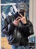 Veste en cuir de moto Rétro Américain pour homme avec épaulettes coréennes - Vêtement d'extérieur Bombeur Tendance Printemps/Automne